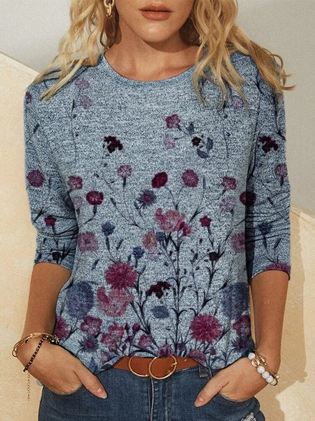 

Shift Casual Floral Long Sleeve Shirts & Tops, As picture, Long sleeve tops