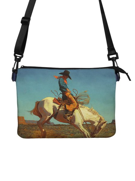 

Western Denim American Print Crossbody Bag, As picture, Bags