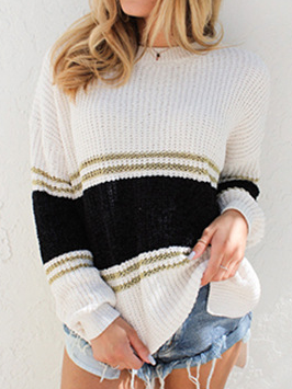 

Casual Knitted Long Sleeve Sweater, As picture, Sweaters