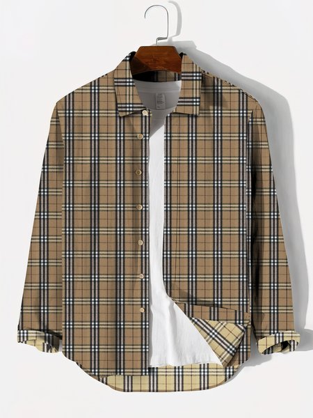 

Plaid Casual Shirts & Tops, As picture, Men's shirts