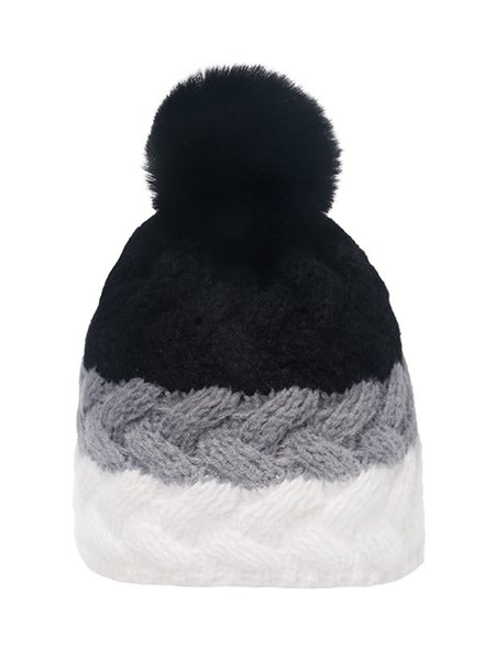 

Colorblock Knitted Warm Hat, Black, Hats
