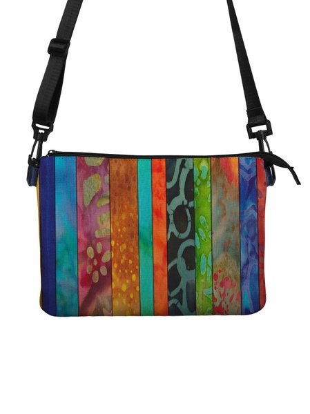 

Artistic Abstract Stripe Print Crossbody Bag, White, Men Bags