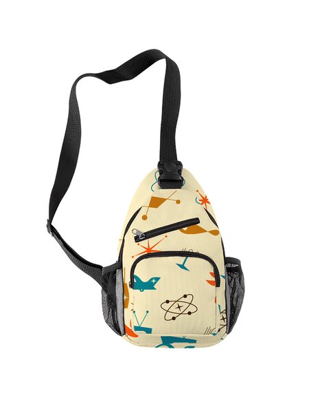 

Abstrac Satellite Print Street Crossbody Bag, As picture, Bags