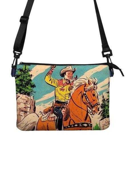 

Western Denim American Print Crossbody Bag, As picture, Men Bags