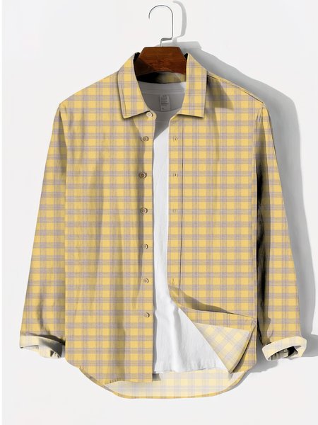 

Casual Plaid Shirts & Tops, Yellow, Men's shirts