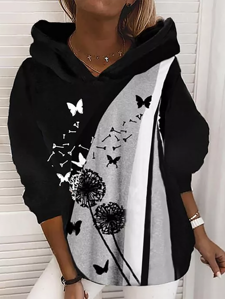 

Plus size Hoodie Printed Casual Sweatshirt, Black, Hoodies & Sweatshirts