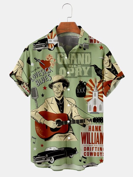 

Vintage Shirt Collar Shirts, Gray, Men's Floral shirt