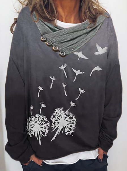 

Plus size Printed Long Sleeve Shirts & Tops, Black, T-Shirts