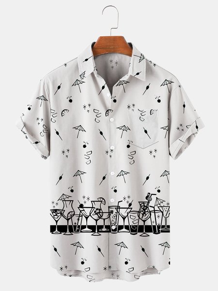 

Casual Shirt Collar Shirts, White, Men's Floral shirt