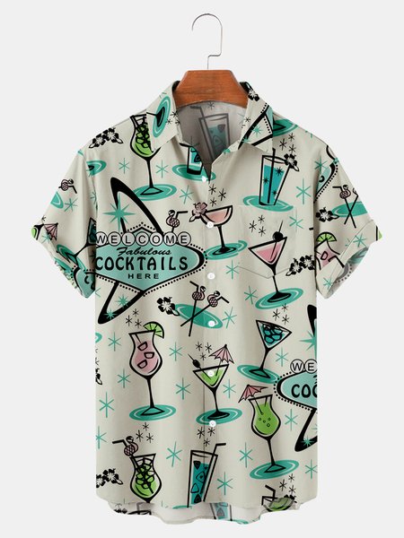 

Shirt Collar Geometric Shirts, Blue, Men's Floral shirt