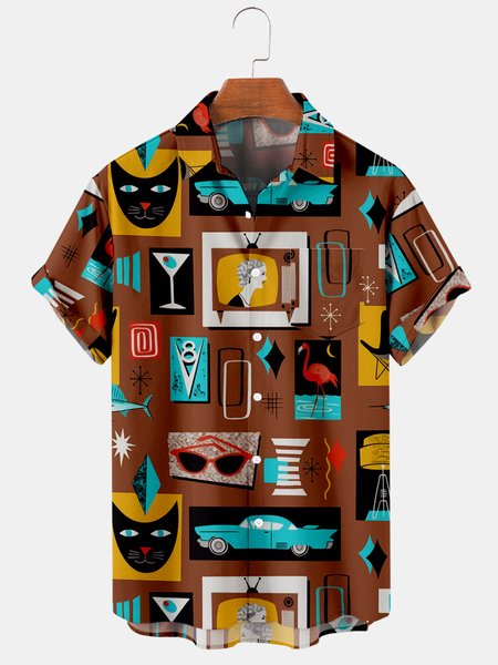 

Shirt Collar Cat Shirts & Tops, Yellow, Men's Floral shirt