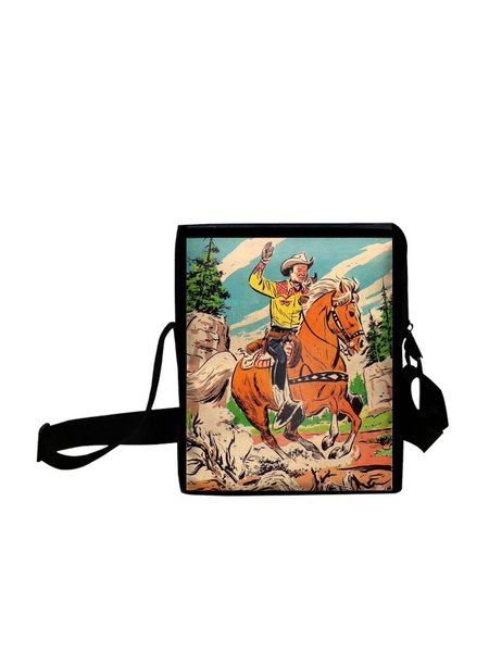 

Western Denim American Print Crossbody Bag, As picture, Bags