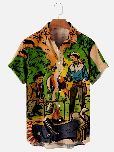 

Casual Leaves Shirts & Tops, Green, Men's Floral shirt