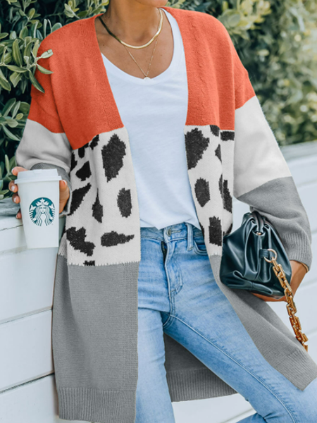 

Sweater women's autumn and winter new medium and long cardigan coat, Orange, Cardigans