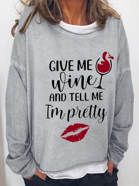 

Casuale Maniche Lunghe Girocollo taglia grande Stampato Top Felpe, Grigio, Hoodies & Sweatshirts