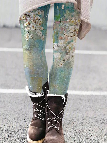 

Floral Boho Pants, Blue, Leggings