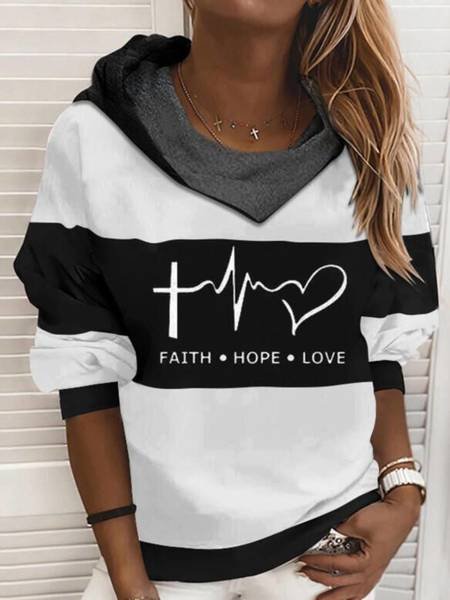 

Felpa con Cappuccio Casuale Lettera Maniche Lunghe Felpa, Nero-bianco, Hoodies & Sweatshirts