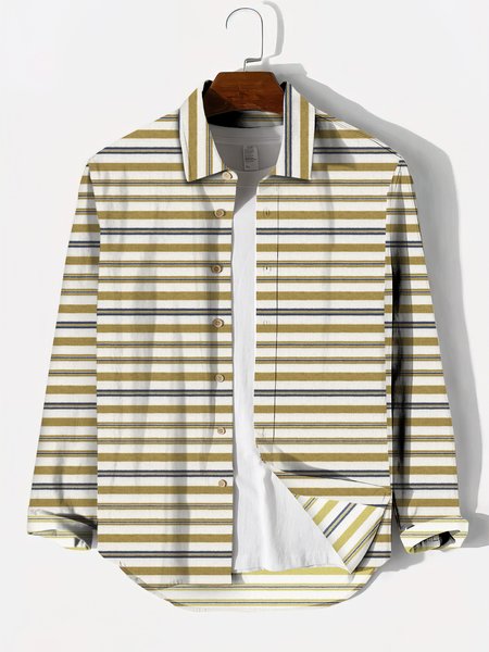 

Vintage Shirt Collar Cotton-Blend Shirts & Tops, Yellow, Men's shirts
