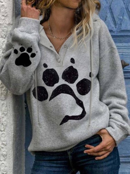 

Stampato Maniche Lunghe Vintage Top, Grigio, Hoodies & Sweatshirts