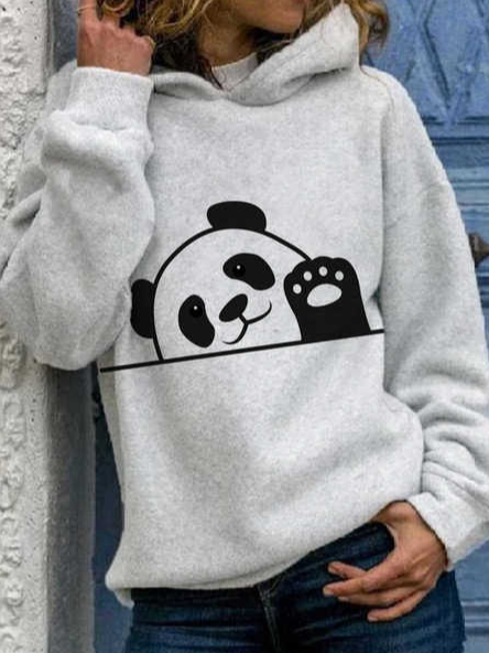 

Long Sleeve Cotton-Blend Hoodie Sweatshirt, Gray, Sweatshirts & Hoodies