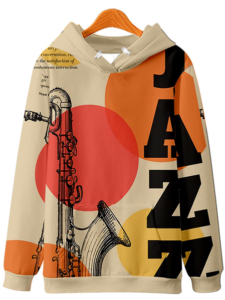 

Printed hooded sweater men's thread autumn and winter sweater, Khaki, Men's Sweatshirts & Hoodies