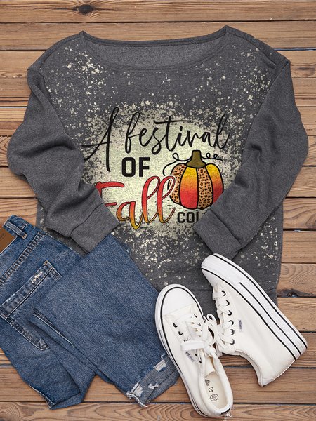 

A Festival Of Fall Color Long Sleeve Casual Sweatshirts, Gray, Hoodies&Sweatshirts