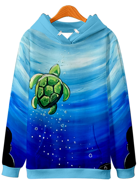 

Printed hooded sweater men's thread autumn and winter sweater, Blue, Hoodies&Sweatshirts