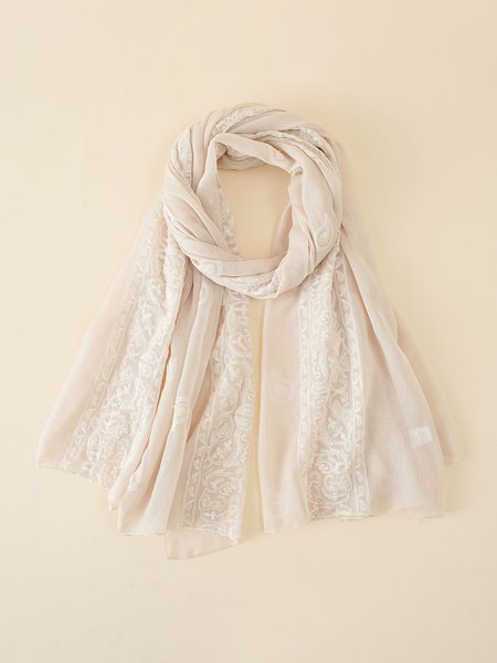

Ethnic Embroidered Scarf, Beige, Scarves&Gloves
