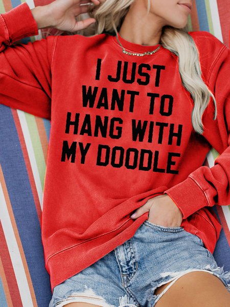 

I Just Want to Hang with My Doodle Sweatshirt, Red, Hoodies&Sweatshirts