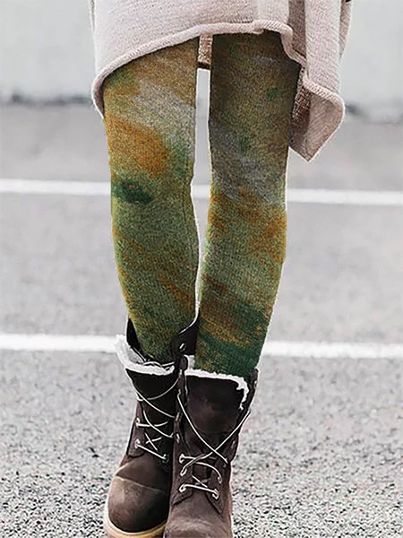 

Daily Casual Printed Elastic Waist Leggings, Multicolor, leggings