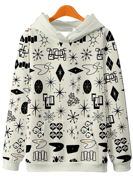 

Printed hooded sweater men's thread autumn and winter sweater, Beige, Hoodies&Sweatshirts