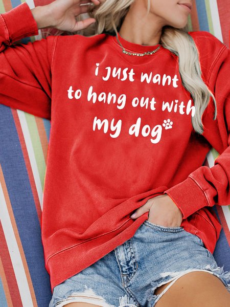 

I Just Want To Hang With My Dog Sweatshirt, Red, Hoodies&Sweatshirts