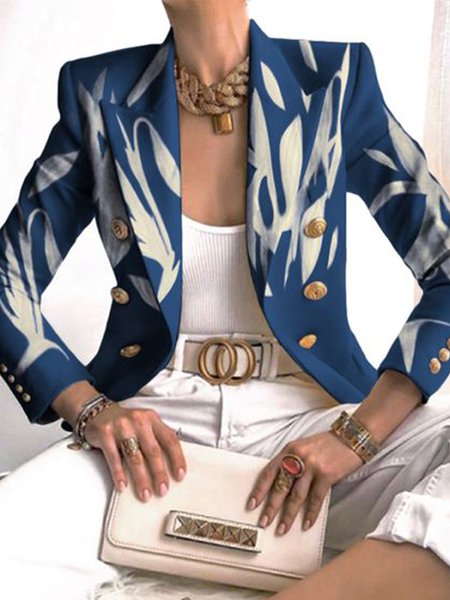 

Long Sleeve Elegant Lapel Blazer, Blue, Blazers