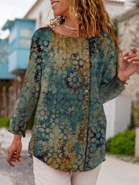 

Casual Crew Neck Shirts & Tops, As picture, Blouses & Shirts