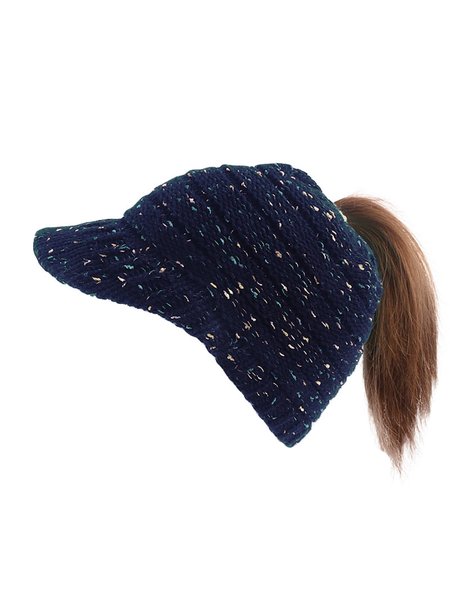 

Warm Knitted Hat With Peaked Brim, Purplish blue, Hats