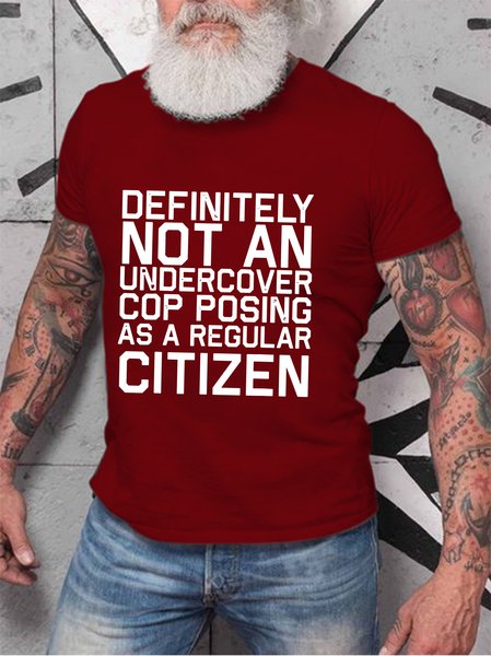 

Definitely Not A Cop Halloween Costume Funny Men's T-shirt, Red, T-shirts