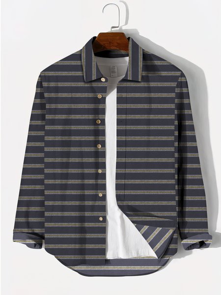 

Stripes Cotton Shirts & Tops, As picture, Men's Floral shirt