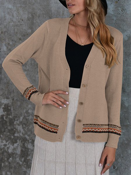 

Tribale Maniche Lunghe Dritto Giubbotto, Albicocca, Cardigans