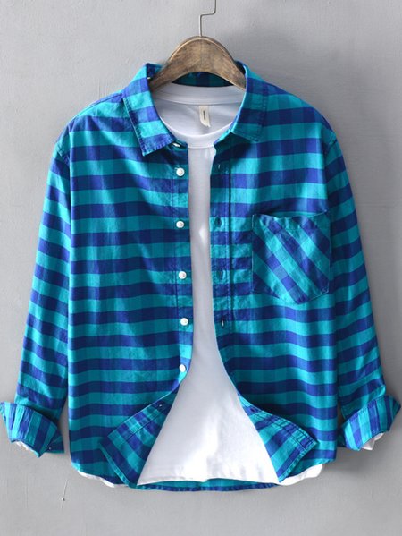 

Simple Shirt Collar Pockets Shirts & Tops, Blue, Men's Floral shirt