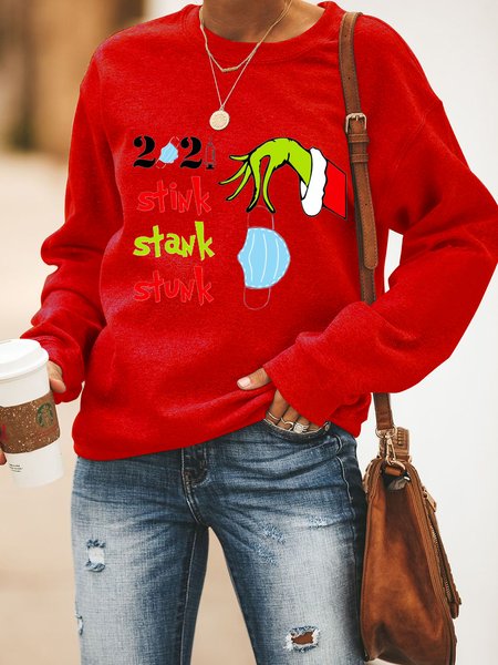 

2021 Stink Stank Stunk Shift Cotton-Blend Sweatshirt, Red, Hoodies&Sweatshirts