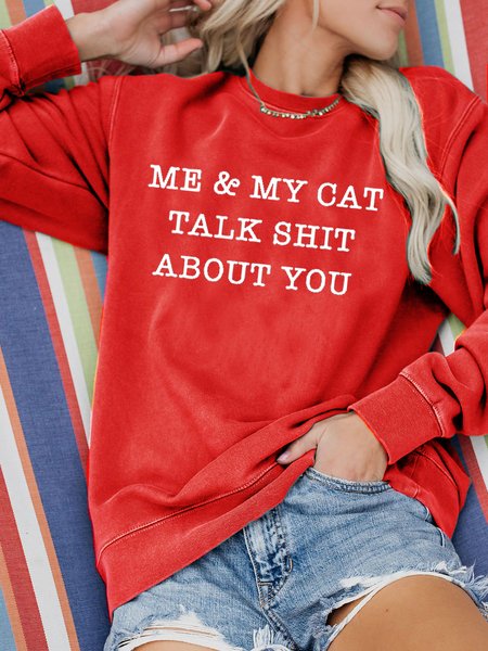 

Me And My Cat Talk Shit About You Sweatshirt, Red, Hoodies&Sweatshirts