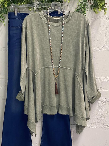 

Plus size Long Sleeve Casual Shirts & Tops, Green, T-Shirts