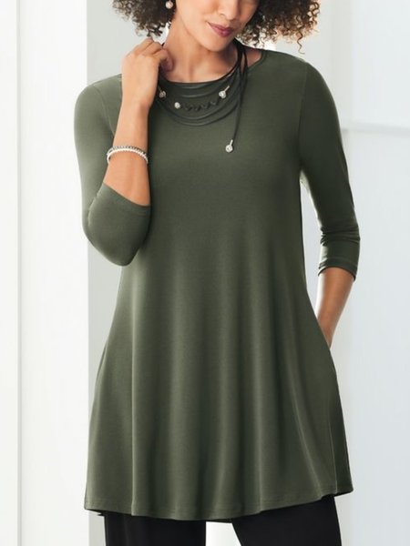 

Casuale 3/4 Manica Girocollo taglia grande Magliette, Verde, Blouses & Shirts