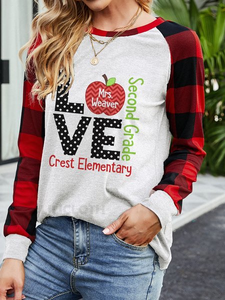 

Love School Personalized Shirt For Teachers Crew Neck Casual Shirts & Tops, White, Hoodies&Sweatshirts