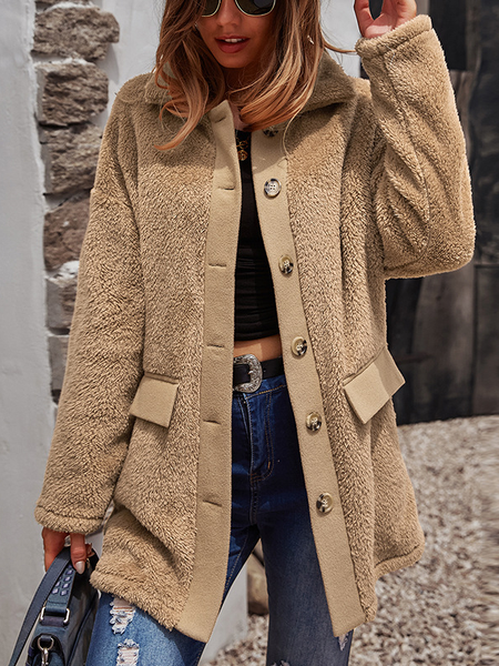 

Long Sleeve Simple Outerwear, Brown, Coats