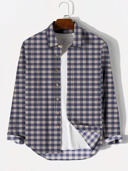 

Shirt Collar Plaid Shirts & Tops, Blue, Men's Floral shirt