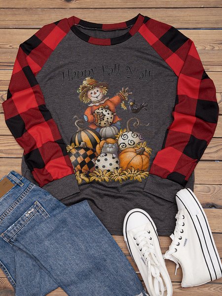 

Happy Fall Y'all Casual Long Sleeve Sweatshirt, Gray, Hoodies&Sweatshirts