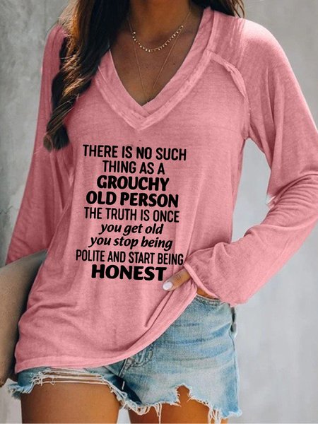 

There Is No Such Thing As Grouchy OLd Person Letter Sweatshirt, Pink, Hoodies&Sweatshirts