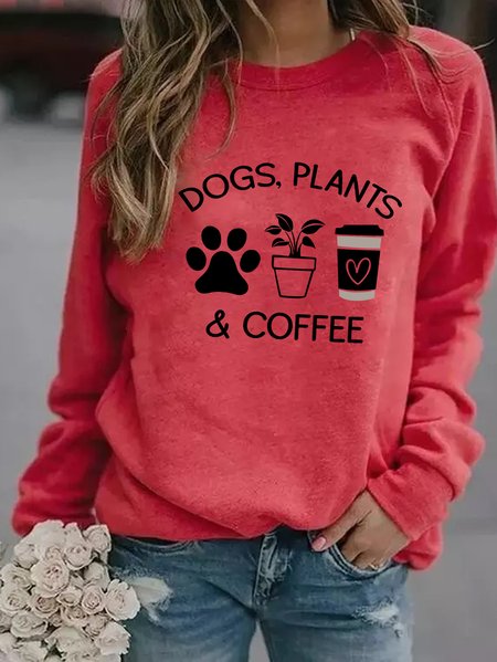 

Dogs Plants & Coffee Dog Footprint Plant Pot Takeaway Coffee Sweatshirts, Red, Hoodies&Sweatshirts