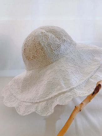 

Lace Beach Seaside Vacation Sun Shade Hat, White, Women Hats